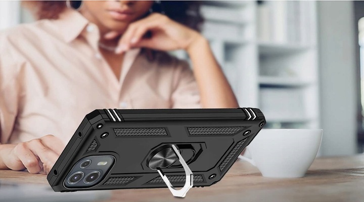 Protectores para celular  para Motorola  Edge 20 Lite Funda reforzada con anillo v2 Negro